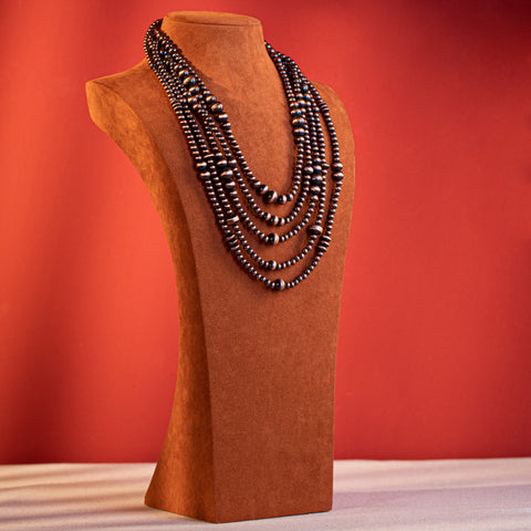 RNS-1018  Rustic Couture's  Beaded  Layered Necklace