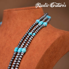 RNS-1032  Rustic Couture's  Layered Beaded Necklace Earrings Set