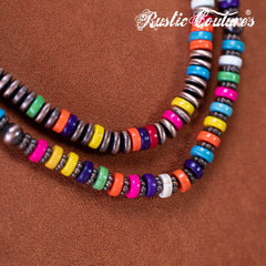 RNS-1034  Rustic Couture's  Beaded  Layered Necklace Earrings Set
