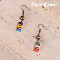 RNS-1034  Rustic Couture's  Beaded  Layered Necklace Earrings Set