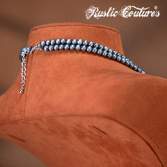 RNS-1034  Rustic Couture's  Beaded  Layered Necklace Earrings Set