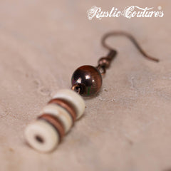 RNS-1034  Rustic Couture's  Beaded  Layered Necklace Earrings Set