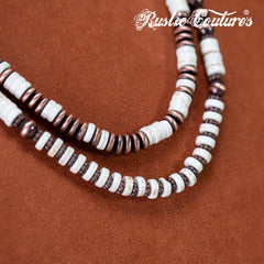 RNS-1034  Rustic Couture's  Beaded  Layered Necklace Earrings Set
