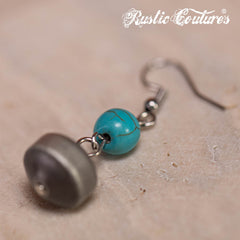 RNS-1035  Rustic Couture's  Turquoise Beaded  Layered Necklace Earrings Set