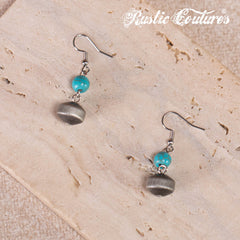 RNS-1035  Rustic Couture's  Turquoise Beaded  Layered Necklace Earrings Set