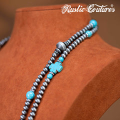 RNS-1038  Rustic Couture's  Layered Beaded Necklace Earrings Set