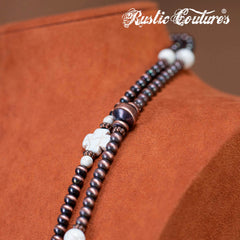 RNS-1038  Rustic Couture's  Layered Beaded Necklace Earrings Set