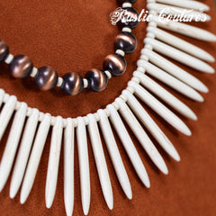 RNS-1046  Rustic Couture's Bohemian Beaded Necklace Earrings Set