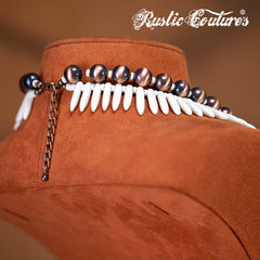 RNS-1046  Rustic Couture's Bohemian Beaded Necklace Earrings Set