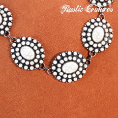 RNS-1050 Rustic Couture's  Bohemian Turquoise Stone Concho Necklace