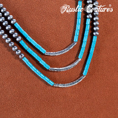 RNS-1051  Rustic Couture's  Bohemian Layered Beaded Necklace Earrings Set