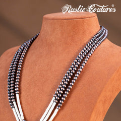 RNS-1051  Rustic Couture's  Bohemian Layered Beaded Necklace Earrings Set