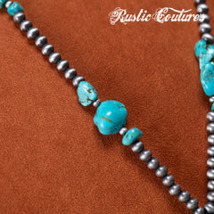 RNS-1052  Rustic Couture's Bohemian Y Shaped Beaded Nougat Necklace With Earing