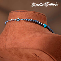RNS-1052  Rustic Couture's Bohemian Y Shaped Beaded Nougat Necklace With Earing