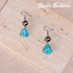 RNS-1052  Rustic Couture's Bohemian Y Shaped Beaded Nougat Necklace With Earing