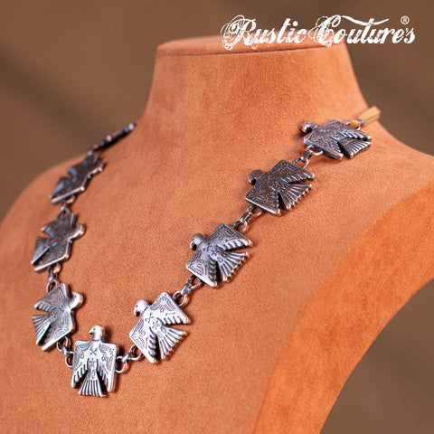 RNS-1053 Rustic Couture's  Navajo Thunderbird Necklace