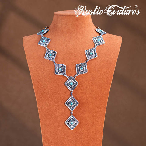 RNS-1054 Rustic Couture's  Navajo Chain Concho Necklace