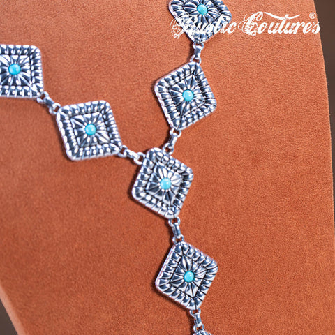 RNS-1054 Rustic Couture's  Navajo Chain Concho Necklace