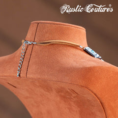 RNS-1054 Rustic Couture's  Navajo Chain Concho Necklace