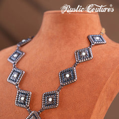 RNS-1054 Rustic Couture's  Navajo Chain Concho Necklace