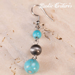 RNS-1057 Rustic Couture's  Layered Beaded Necklace Earrings Set