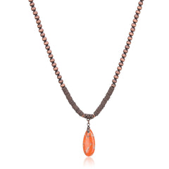 RNS-1058  Rustic Couture's Bohemian Beaded Necklace Stone Pendant