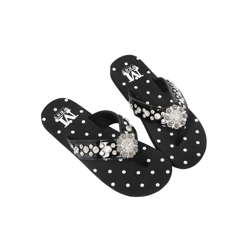 SE17-S001 Montana West Bling Bling Collection Flip Flops By Size (Thin Sole)