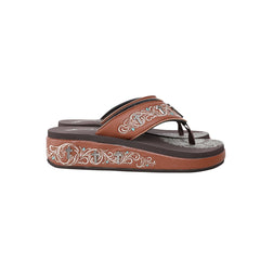SEF10-S185 Montana West Laser-Cut Embroidered Wedge with Crosses Flip Flops By Size