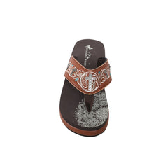 SEF10-S185 Montana West Laser-Cut Embroidered Wedge with Crosses Flip Flops By Size