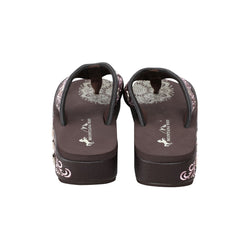 SEF10-S185 Montana West Laser-Cut Embroidered Wedge with Crosses Flip Flops By Size