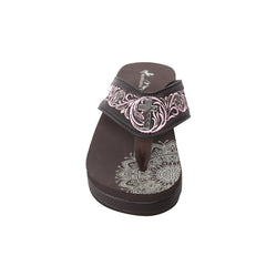 SEF10-S185 Montana West Laser-Cut Embroidered Wedge with Crosses Flip Flops By Size