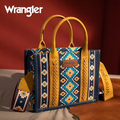 WG2203-8120S  Wrangler Southwestern  Print Small Canvas Tote/Crossbody - Mustard