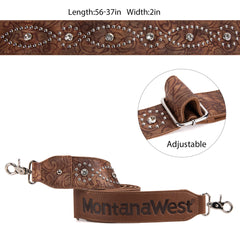 PST-2008  Montana West Western Guitar Style Tooled Crossbody Strap