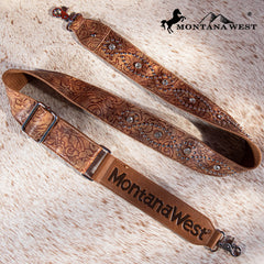 PST-2008  Montana West Western Guitar Style Tooled Crossbody Strap