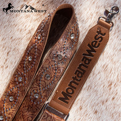 PST-2008  Montana West Western Guitar Style Tooled Crossbody Strap