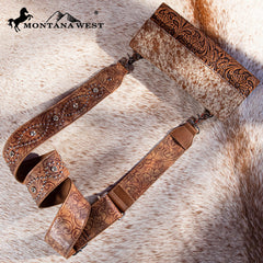 PST-2008  Montana West Western Guitar Style Tooled Crossbody Strap