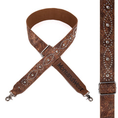 PST-2008  Montana West Western Guitar Style Tooled Crossbody Strap