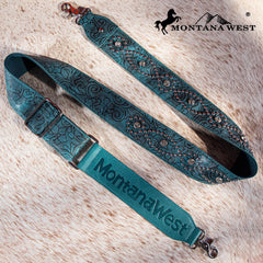PST-2008  Montana West Western Guitar Style Tooled Crossbody Strap