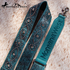 PST-2008  Montana West Western Guitar Style Tooled Crossbody Strap