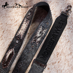 PST-2009  Montana West Western Guitar Style Tooled Cowhide Crossbody Strap