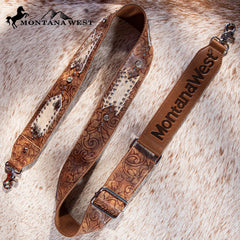 PST-2009  Montana West Western Guitar Style Tooled Cowhide Crossbody Strap
