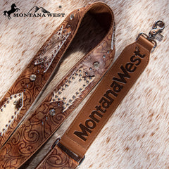 PST-2009  Montana West Western Guitar Style Tooled Cowhide Crossbody Strap