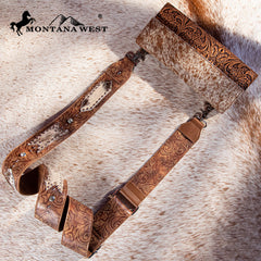 PST-2009  Montana West Western Guitar Style Tooled Cowhide Crossbody Strap