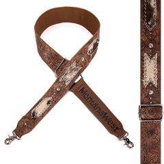 PST-2009  Montana West Western Guitar Style Tooled Cowhide Crossbody Strap