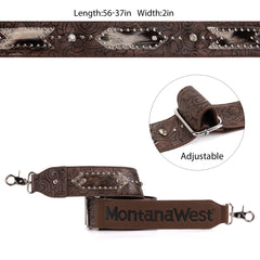 PST-2009  Montana West Western Guitar Style Tooled Cowhide Crossbody Strap