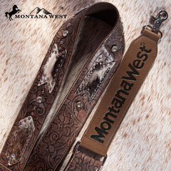 PST-2009  Montana West Western Guitar Style Tooled Cowhide Crossbody Strap