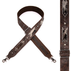 PST-2009  Montana West Western Guitar Style Tooled Cowhide Crossbody Strap