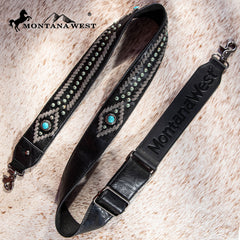 PST-2010  Montana West Western Guitar Style Tooled Cowhide Crossbody Strap