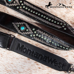 PST-2010  Montana West Western Guitar Style Tooled Cowhide Crossbody Strap