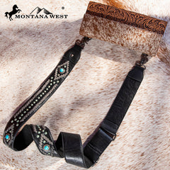 PST-2010  Montana West Western Guitar Style Tooled Cowhide Crossbody Strap